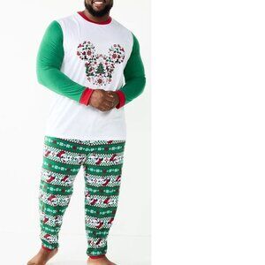Mens Mickey Mouse Christmas Pajamas 2XLT Tall Disney Long Sleeve Shirt & Pants
